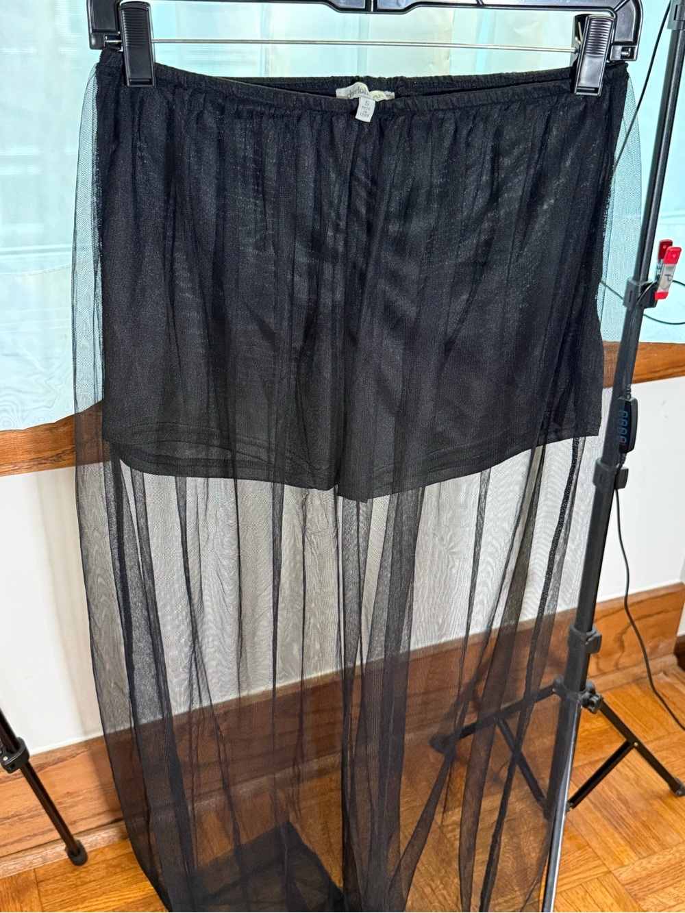 Charlotte Russe Black Sheer Maxi Skirt with Built-In Shorts
